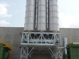 3 x Monolithic Vertical Cement Silo 57m³ (Stainless Steel) with Structure